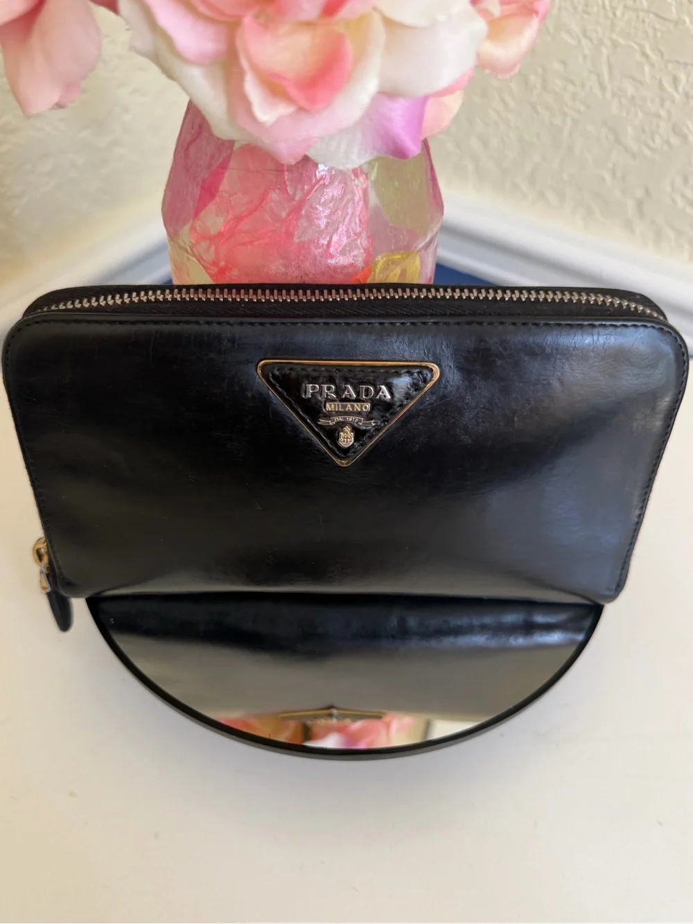 🥂HP🥂 Prada Black Zip Around Leather Wallet - Picture 4 of 14